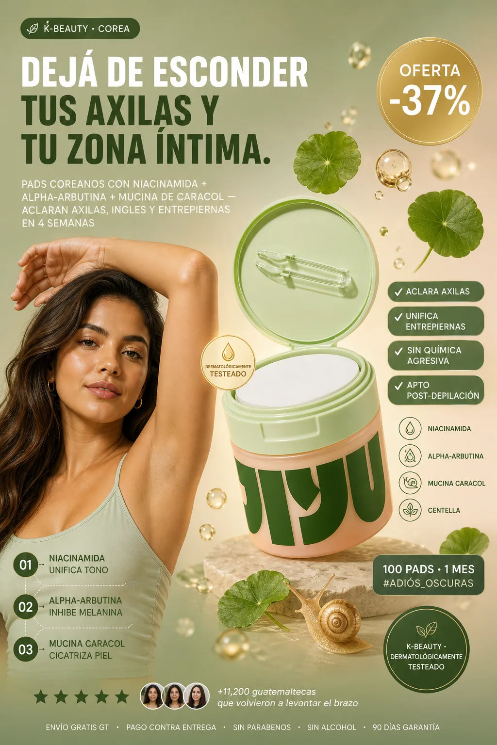 🌿 JiYu —  Pads Despigmentantes. 100 Pads