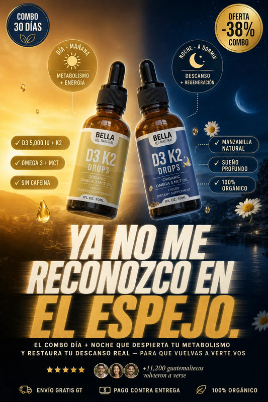 ☀️🌙 Bella All Natural — D3 K2 Drops Combo Día + Noche