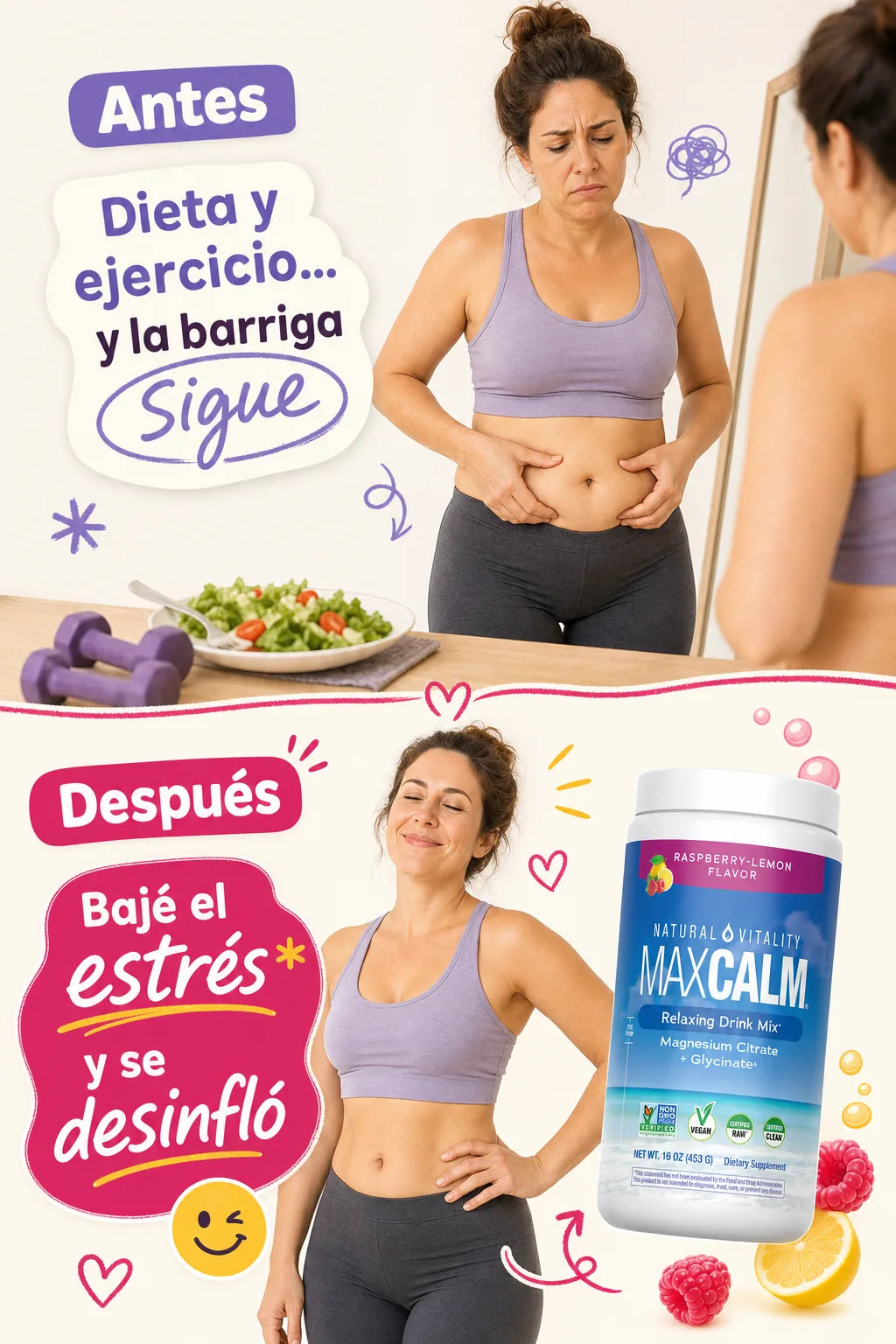 MaxCalm — antes despues